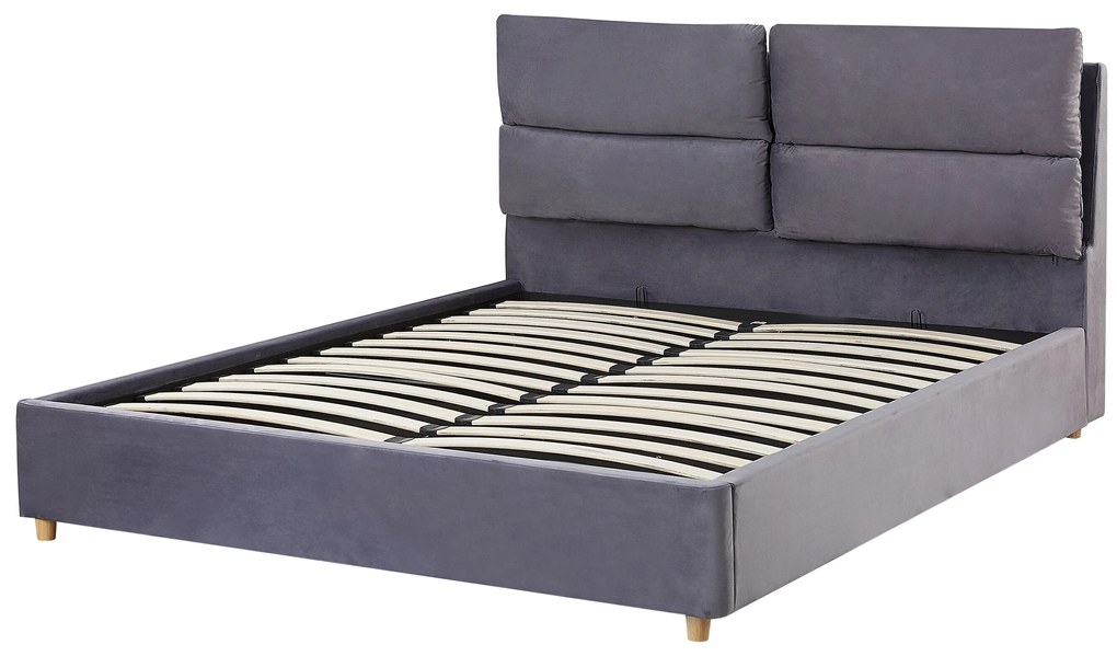 Letto matrimoniale con contenitore velluto grigio 140 x 200 cm BATILLY Beliani