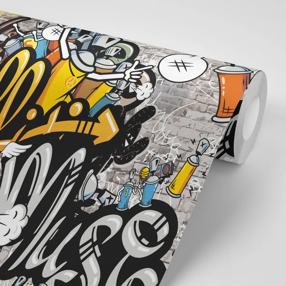 Carta da parati – Graffiti su muro di mattoni