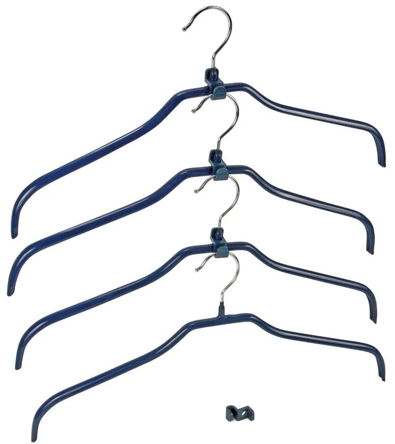Set di 4 appendiabiti antiscivolo blu e supporti Hanger Slim - Wenko