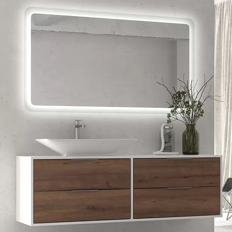 Specchio led 140x80 cm con cornice illuminante modello KA1400 - KAMALU