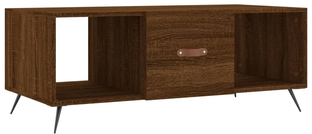 Tavolino salotto rovere marrone 102x50x40 cm legno multistrato