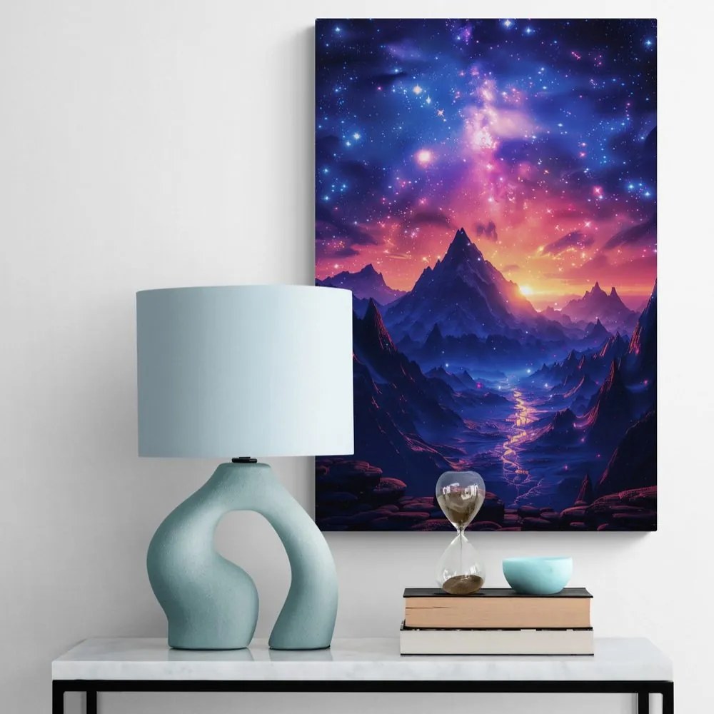 Quadro su tela – Tramonto con cielo notturno