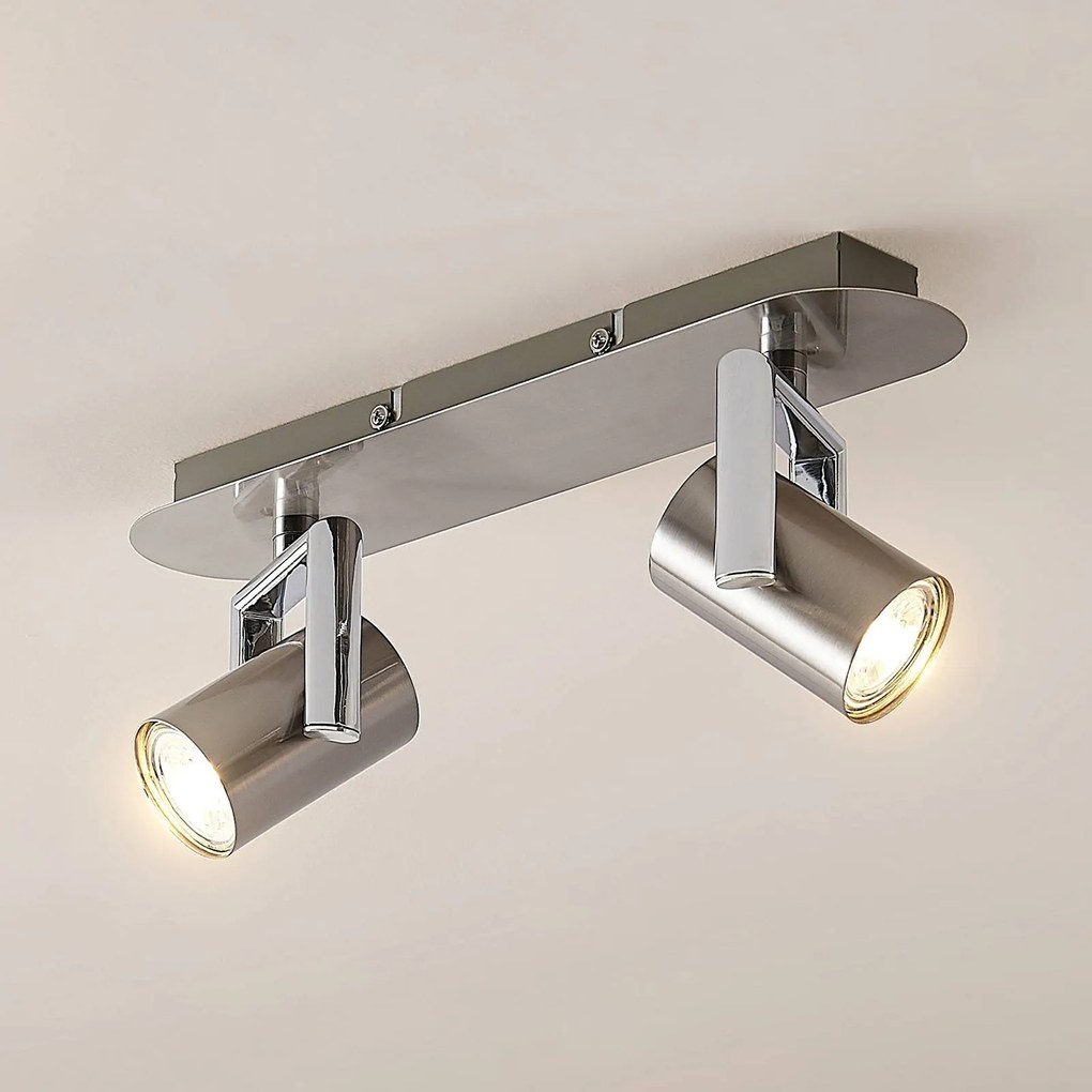 Lindby Reina faretto soffitto, nichel, 2 luci