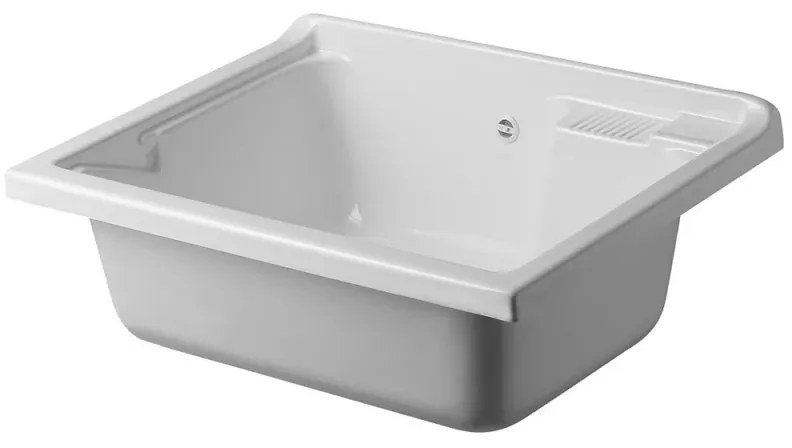 Vasca lavatoio 75x60 cm in resina bianca da installare da incasso