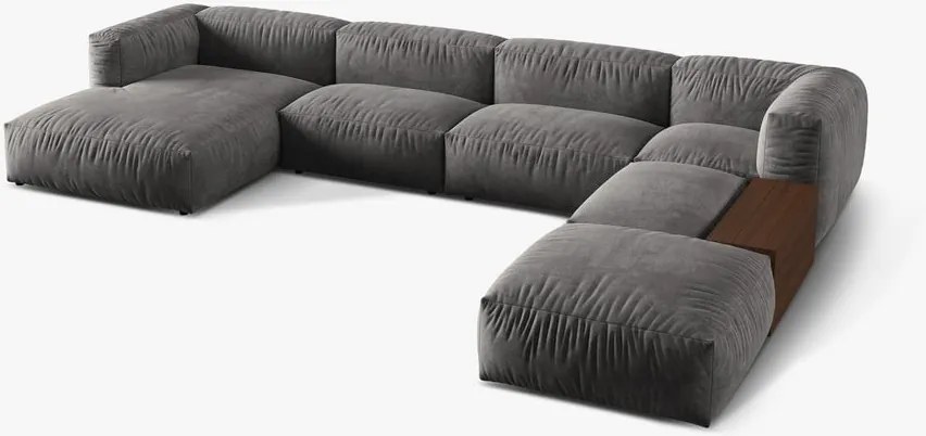 Divano angolare modulare Martina velluto Vogue - L406 cm con tavolino da caffè