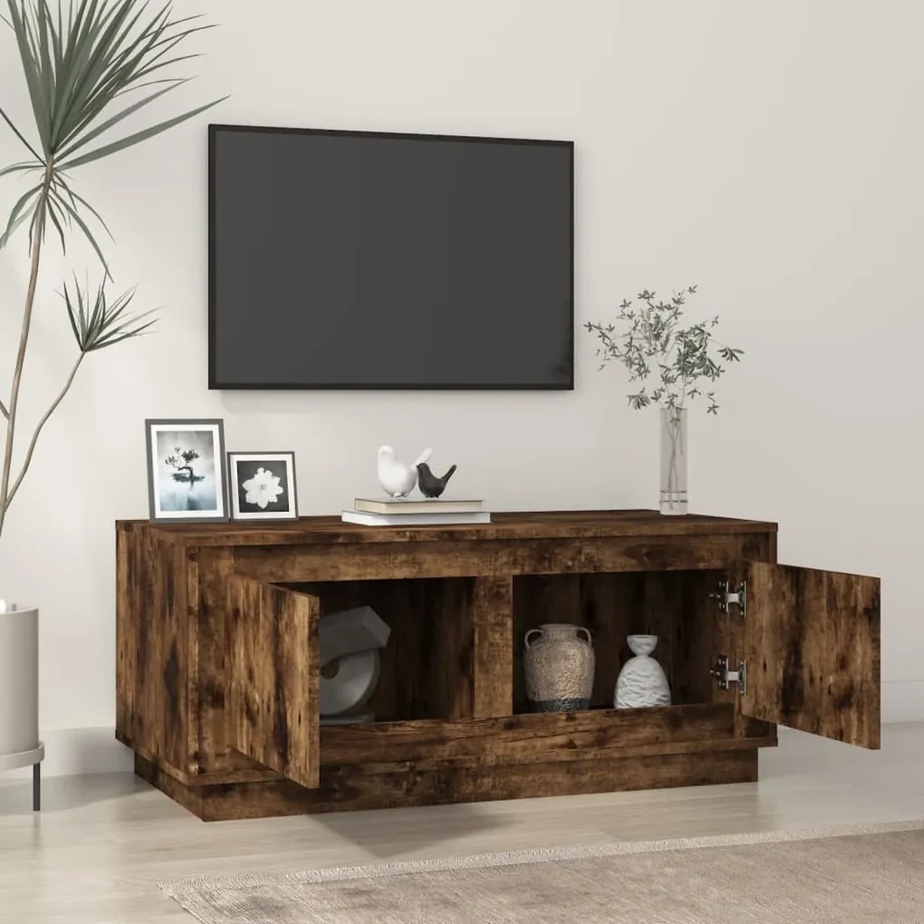 Tavolino da salotto rovere fumo 102x50x44 cm legno multistrato