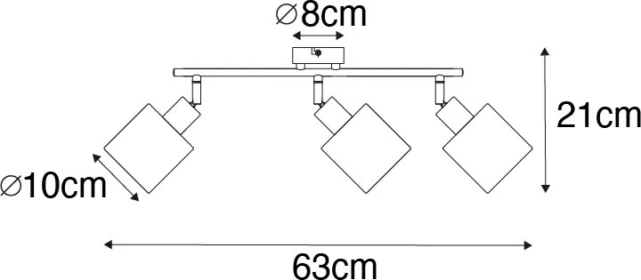 Plafoniera moderna nera 3 luci - Hetta