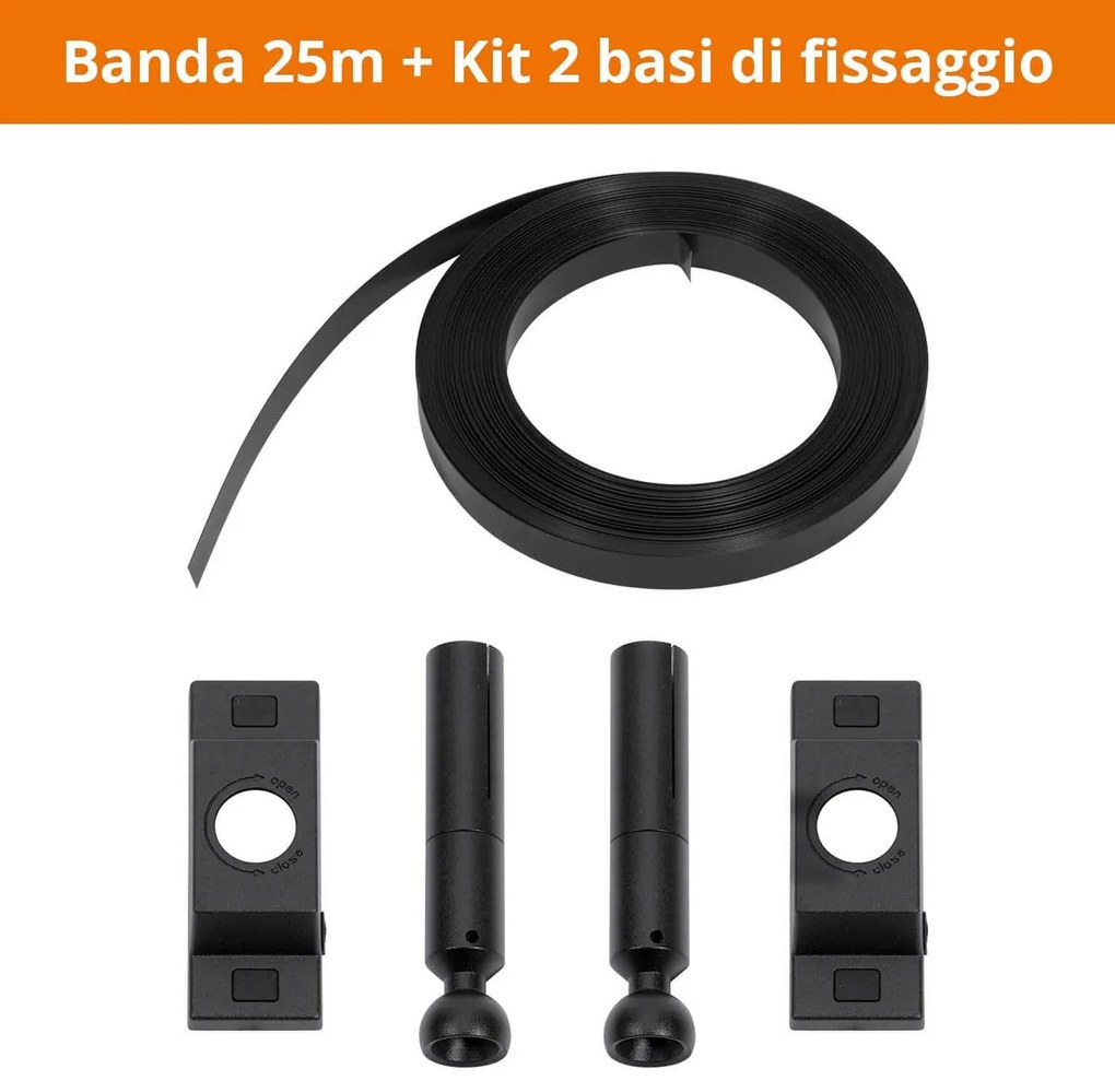 Profilo Sospeso 25m STARLINE per strisce LED Nera con Banda e fissaggio Variante Lunghezza 25 Metri