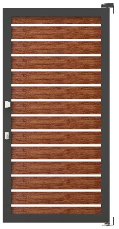 Cancello manuale battente ALBA Maia120-20 in alluminio, reversibile, L 100 x H 160 cm, di colore rovere dorato