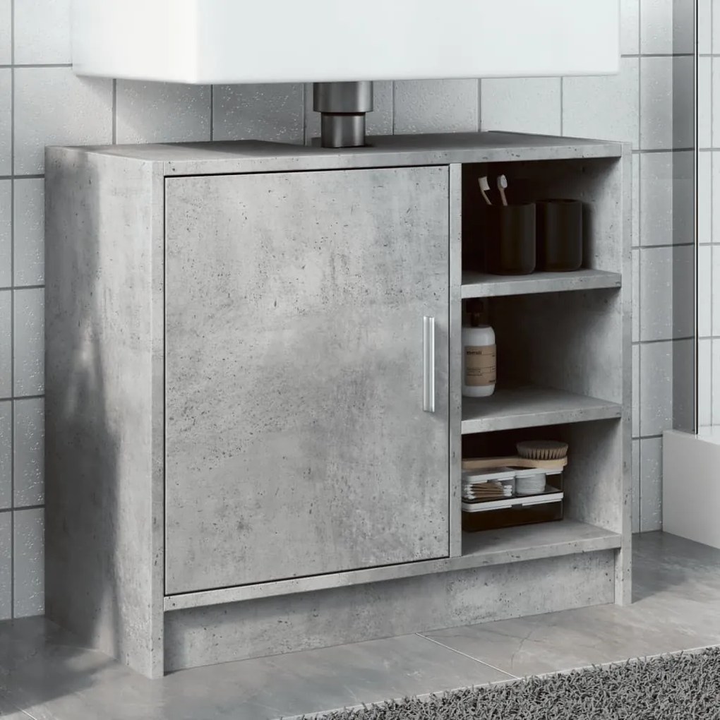 Mobile Lavabo Grigio Cemento 63x29x55 Cm İn Legno Multistrato /