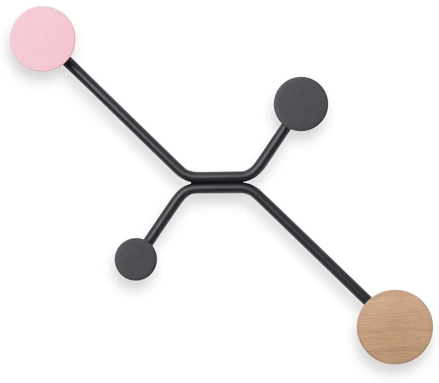 Appendiabiti da parete nero con dettaglio rosa Hook - Gazzda