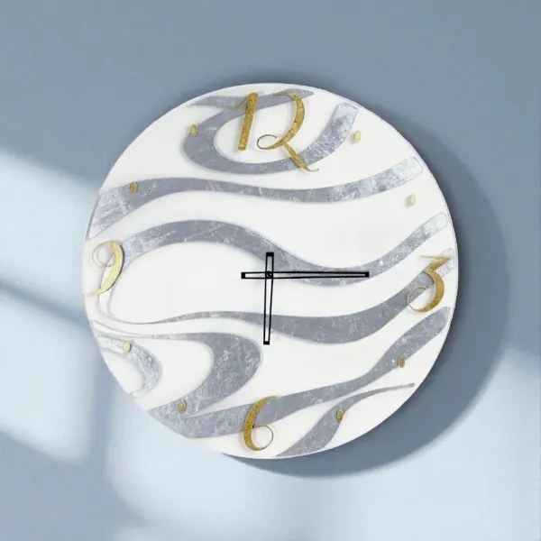 Orologio da Parete Flusso Ř 65 cm in Vetro e Plexiglass - Bianco numeri Oro