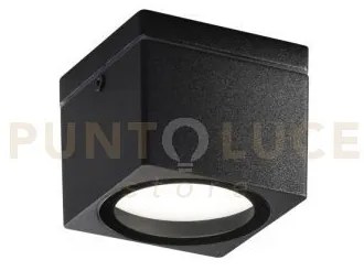 Plafoniera tower nera quadrata 1 luce attacco gx53 ip54 9x9x7,2cm