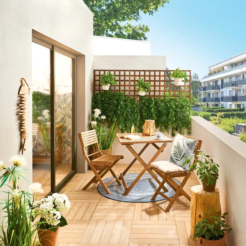 QUASI PERFETTO Set tavolo e sedie Solis in acacia beige per 2 persone