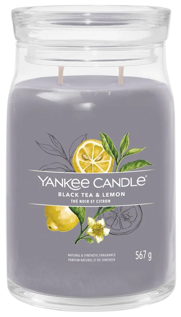 Black Tea Lemon, candela giara grande Yankee Candle