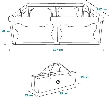 Lionelo - Box per bambini WILLOW XL grigio