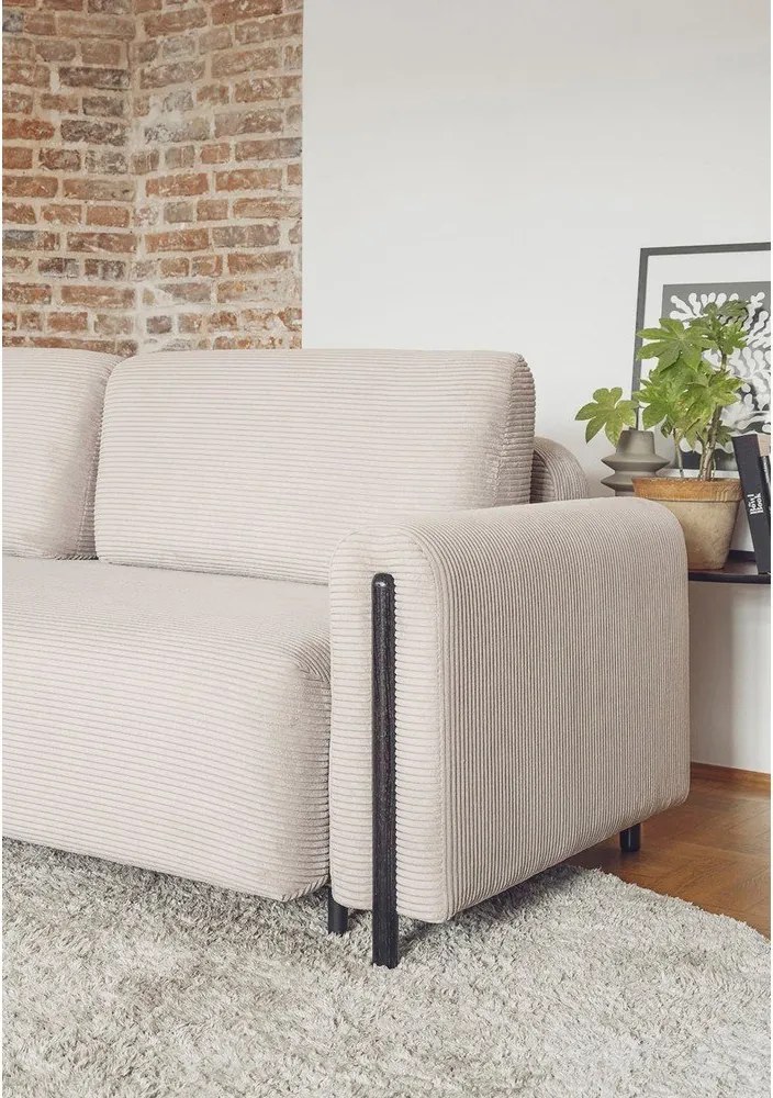 Divano beige allungabile/con contenitore e rivestimento in velluto a coste 244 cm Arcadova – ELTAP