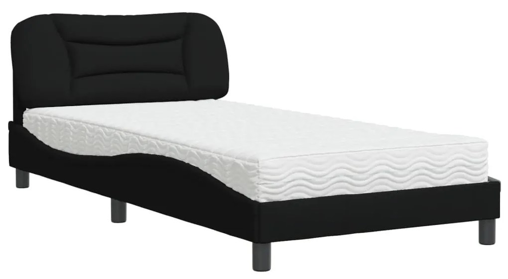 Letto con materasso nero 100x200 cm in tessuto