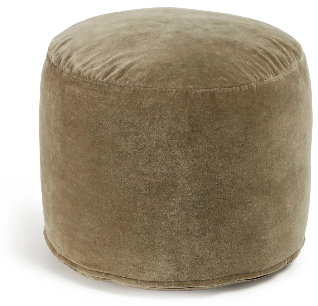 Kave Home - Pouf rotondo Angelica 100% 100% cotone in velluto verde scuro Ø 45 cm