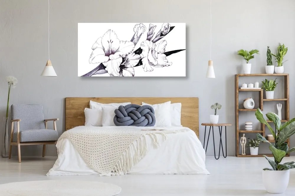 Quadro su tela – Illustrazione di gladioli in fiore