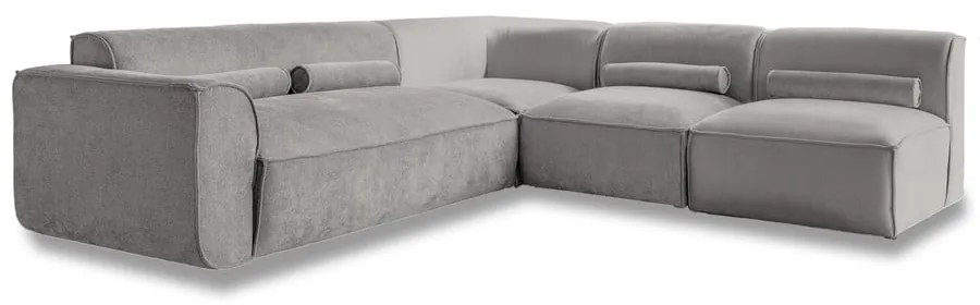 Divano angolare componibile in grigio chiaro (con penisola a destra) Flex Felix – Miuform