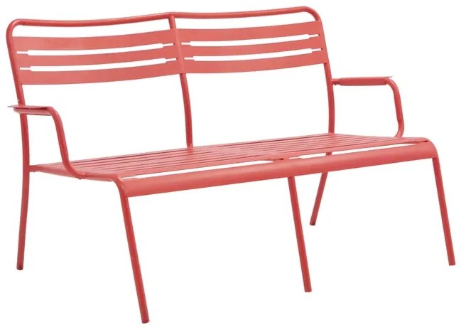 Panca da giardino in acciaio rosso con braccioli Cafe, 2 posti