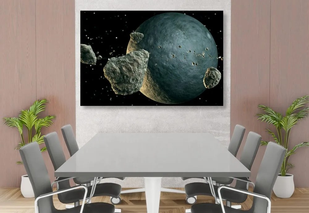 Quadro su tela – Meteoriti intorno al pianeta