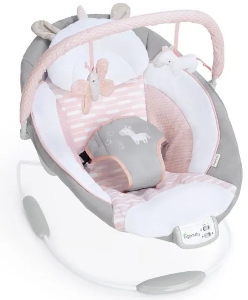 Ingenuity - Lettino vibrante per bambini con melodia FLORA THE UNICORN 3xC