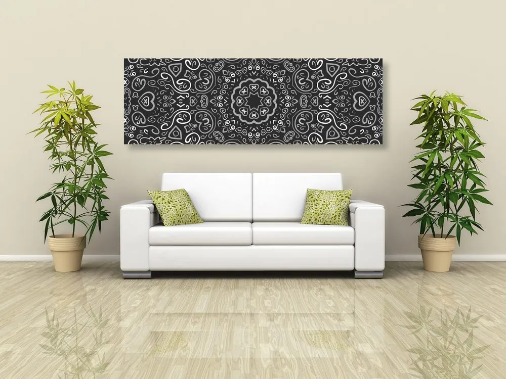 Stampa su tela – Mandala dell'amore in bianco e nero