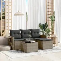 Set Divani da Giardino 4 pz con Cuscini in Polyrattan Grigio 3252407