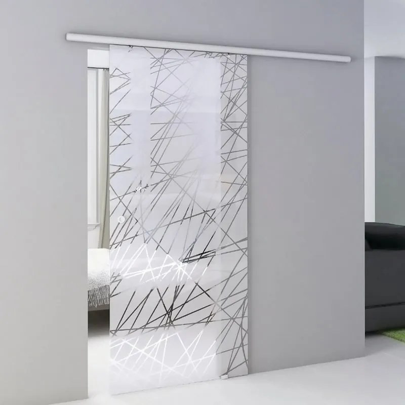 Porta scorrevole reversibile Armonia in alluminio grigio, L 96 x H 215 cm, con binario Atena