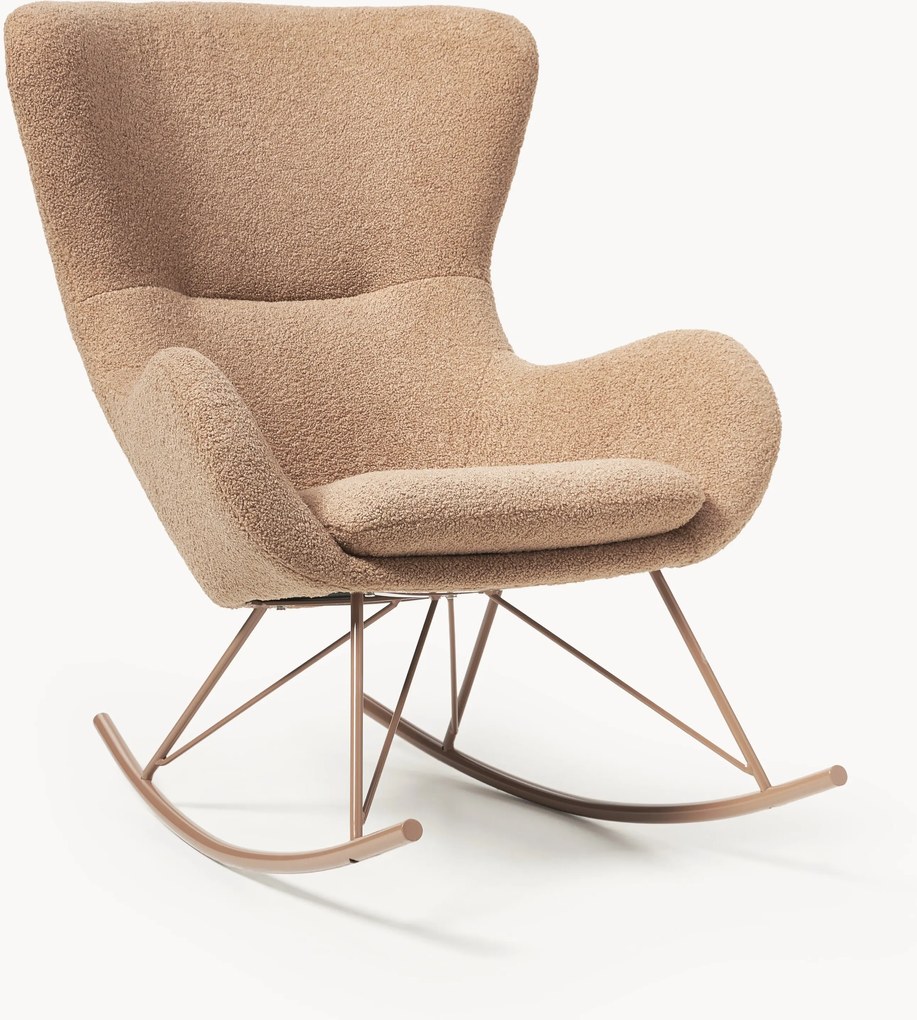 Sedia a dondolo in teddy con gambe in metallo Wing