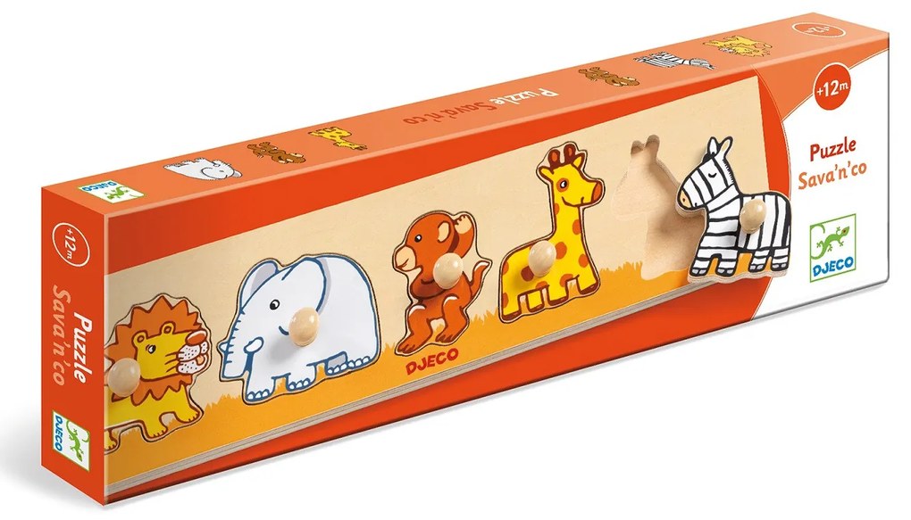 Puzzle da afferrare di legno - Animali della savana