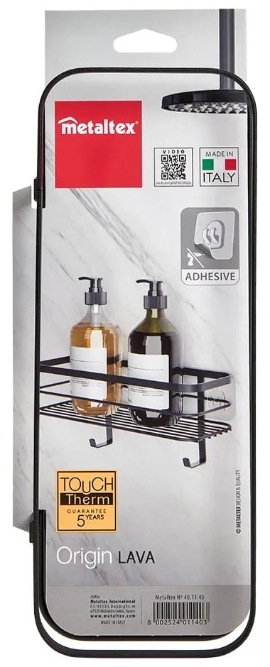 Mensola da parete nera per il bagno Origin - Metaltex