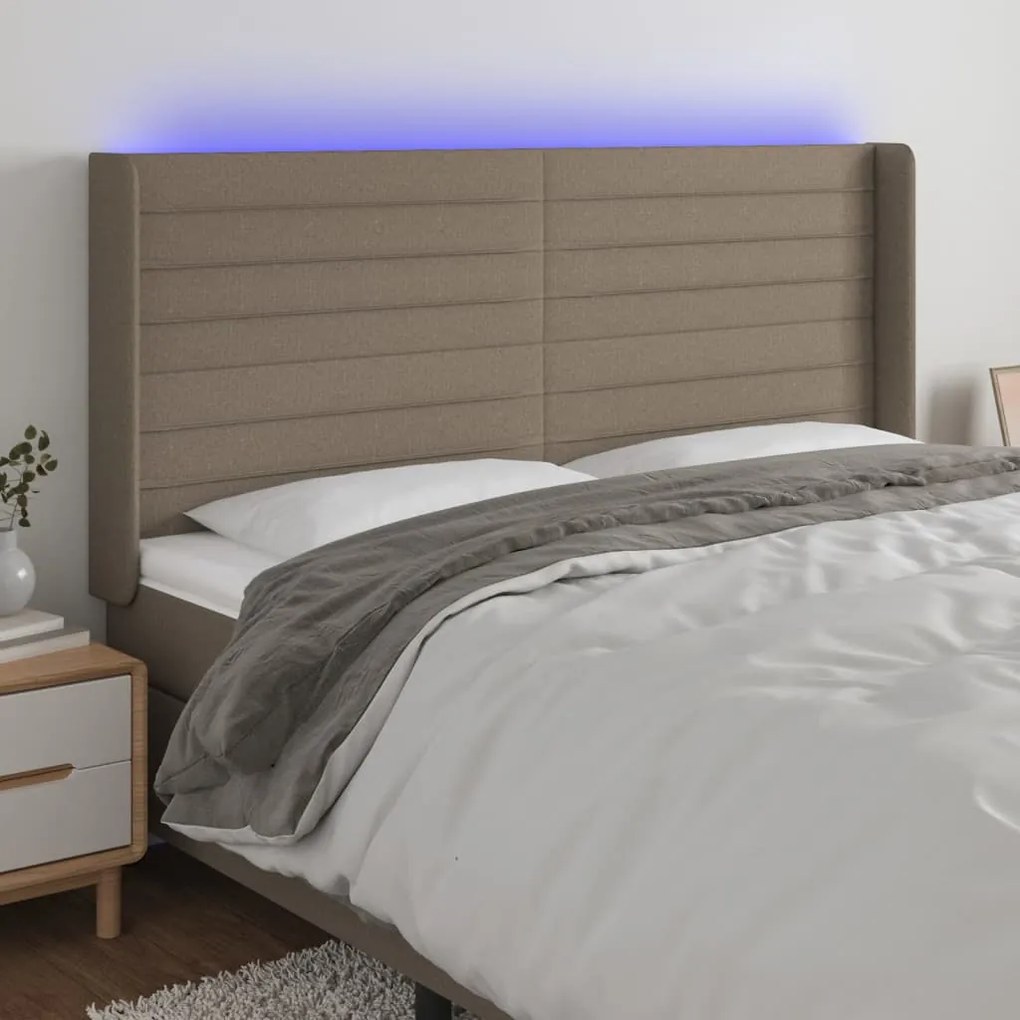 Testiera A Led Tortora 183x16x118/128 Cm İn Tessuto /