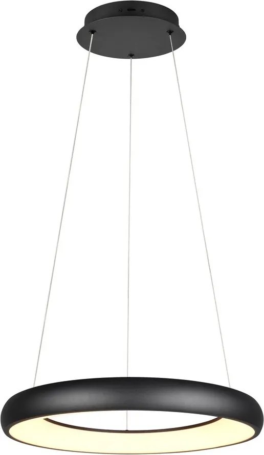 Lampadario nero opaco a LED dimmerabile con paralume in metallo ø 62 cm Cardona - Trio