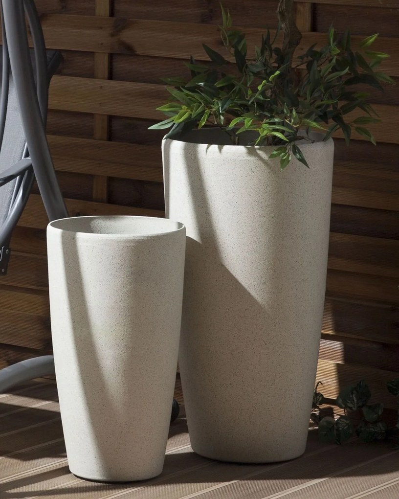 Set di 2 vasi polvere di pietra beige chiaro ⌀ 23 cm ABDERA Beliani