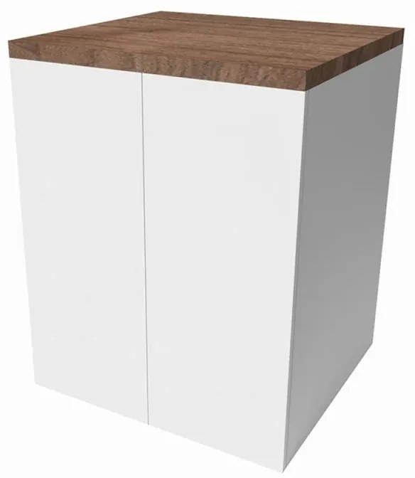 Mobile multiuso con due ante 79x65x91 cm effetto legno e bianco Wanda