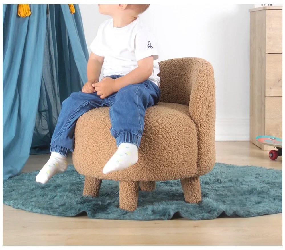 Poltrona per bambini marrone in tessuto bouclé Moouv - Artie