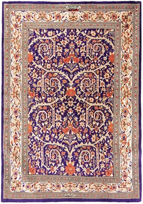 Ghom Tappeto 120 x 80 Blu (Iran) Annodato A Mano