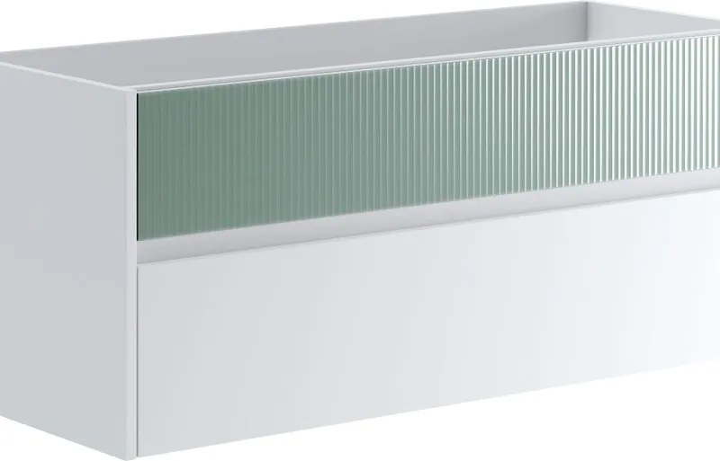 Mobile da bagno sospeso sotto lavabo Niwa 2 cassetti ideale per doppia vasca L119.5 x H50 x P45.5 cm bianco e verde timo cannettato