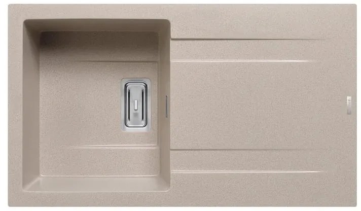 Lavello integrato 1 vasca in granito beige PYRAMIS Kartesio L 50 x L 86 cm