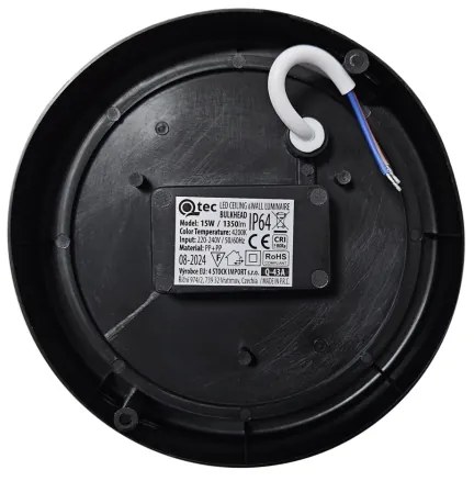 Plafoniera LED da esterno LED/15W/230V 4200K diametro 15,5 cm IP64 nero