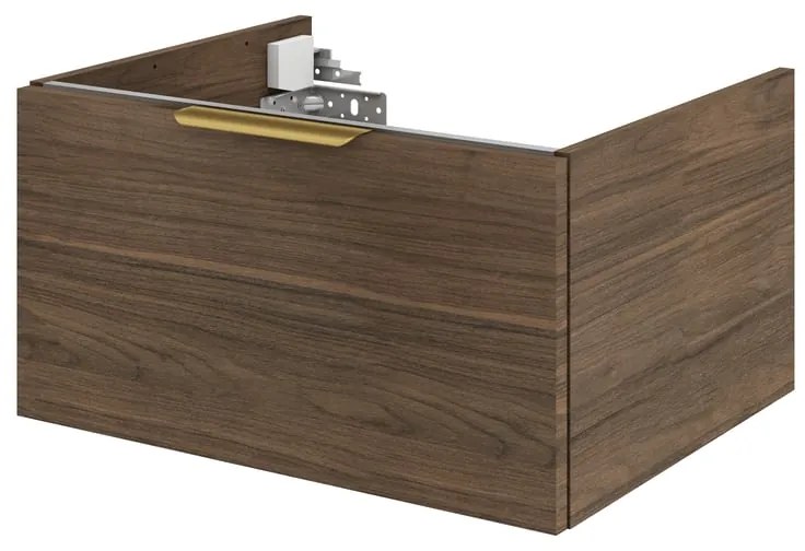 Mobile da bagno sospeso sotto lavabo L 60 x H 32 x P 48 cm noce opaco, 1 cassetto Neo, Maniglie acquistabili separatamente