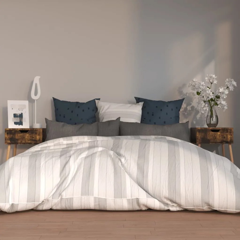Comodini 2 Pz Rovere Fumo 40x40x56 Cm İn Legno Multistrato /