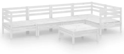 Set Divani da Giardino 6 pz in Legno Massello di Pino Bianco