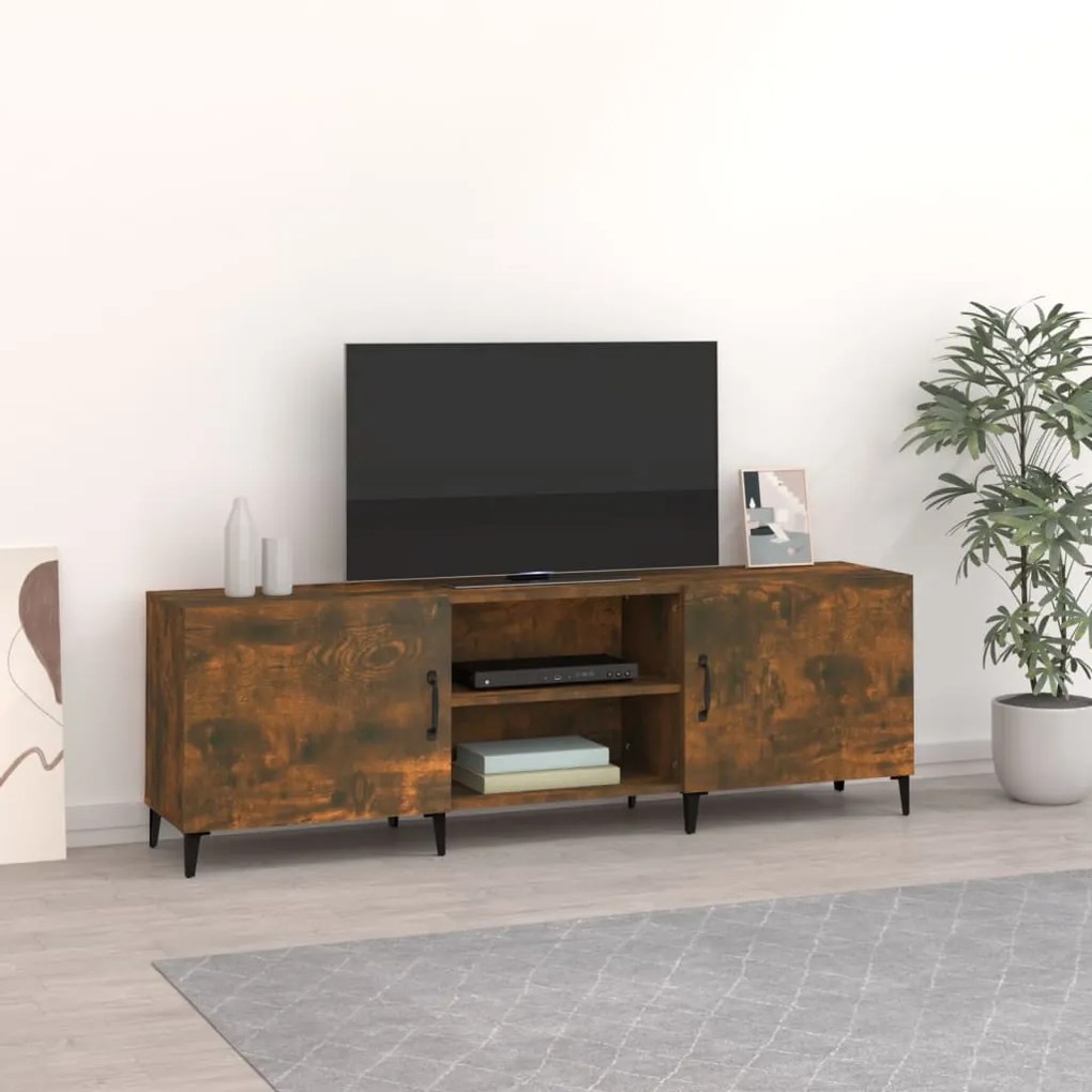 Mobile porta tv rovere fumo 150x30x50 cm in legno multistrato