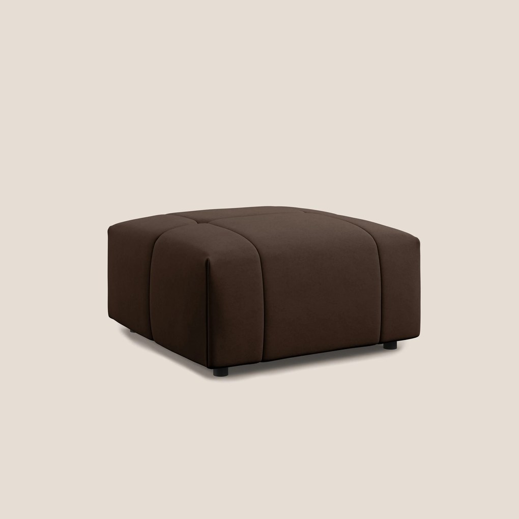 Giotto pouf in morbida microfibra effetto velluto impermeabile idrorepellente T09 marrone