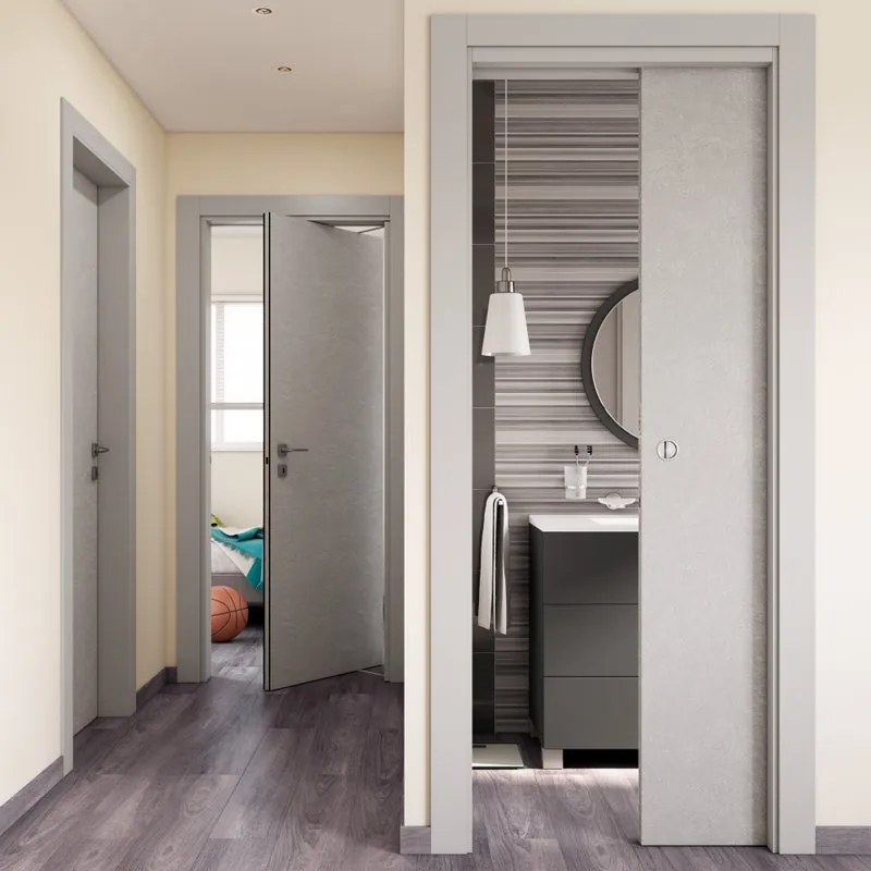 Porta tamburata battente Hunk Lunar grigio L 70 x H 210 cm sinistra