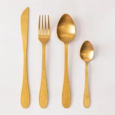 Set Di Posate In Acciaio Inox Aina Da 16 Pezzi Oro Opaco - Sklum